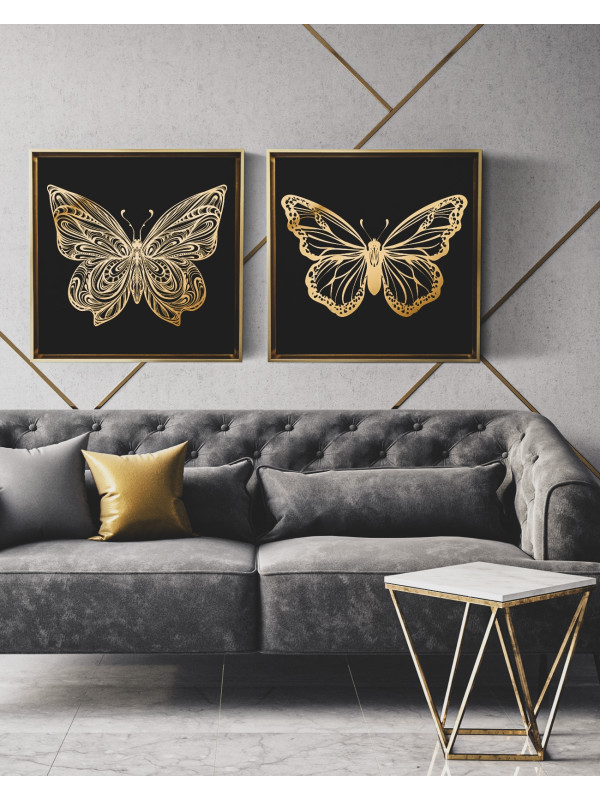 Canvas Papillon 8 - Gold
