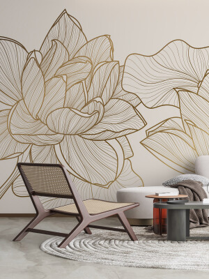 Tapet Golden lotus flowers 1