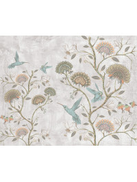 Hummingbirds in Garden Gray