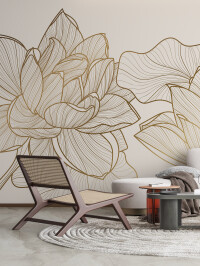 Tapet Golden lotus flowers 1